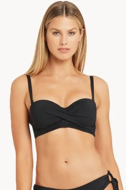 Bikini Tops|Sea Level Eco Essentials Twist Front Bandeau Black