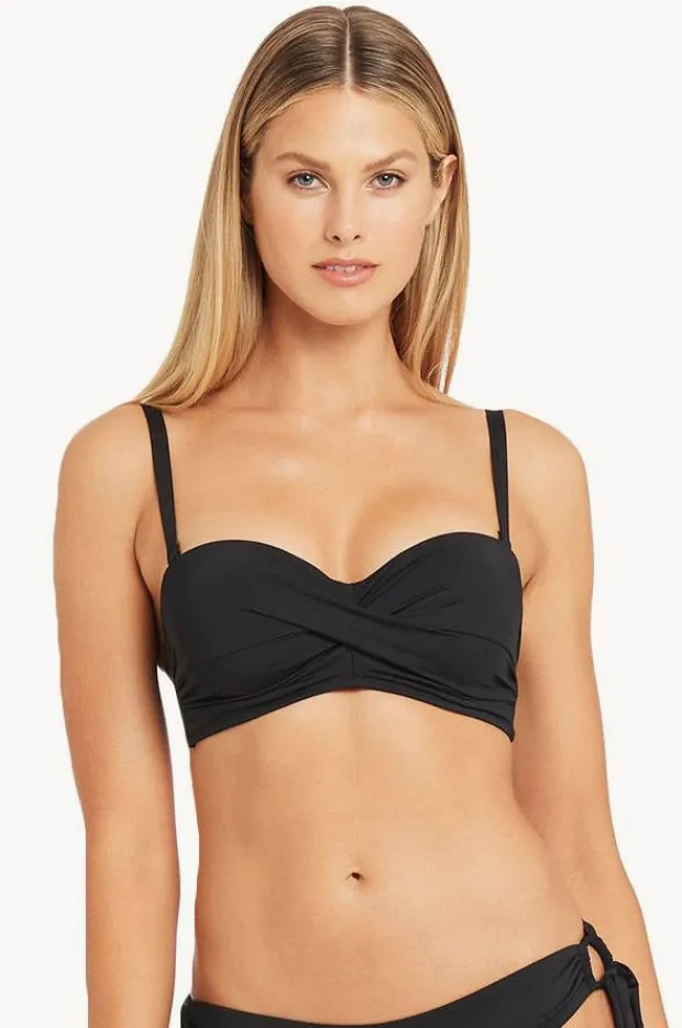 Bikini Tops|Sea Level Eco Essentials Twist Front Bandeau Black