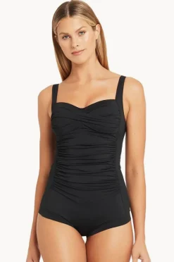 One Pieces|Sea Level Eco Essentials Twist Front Boyleg One Piece Black