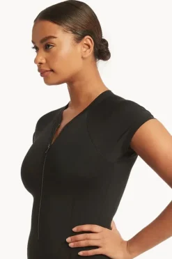 Rashies & Sunsuits|Sea Level Eco Essentials Zip Front Short Sleeve Sunsuit Black