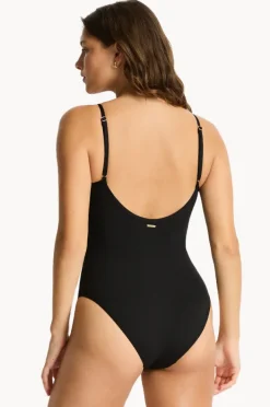 One Pieces|Sea Level Elysian Square Neck Bralette One Piece BLACK