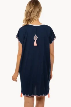 Overswim|Sundrenched Embroidered Tassel Tunic Navy