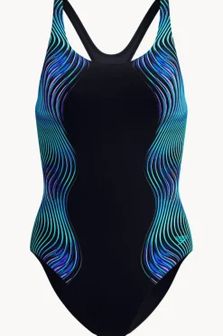 One Pieces|Speedo Engineered Print Butterfly Back One Piece Black/Cobalt