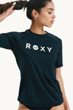 Rashies & Sunsuits|Roxy Essential Short Sleeve Suntop Black