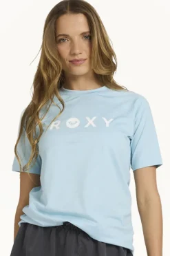 Rashies & Sunsuits|Roxy Essential Short Sleeve Suntop Sky blue