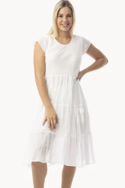Dresses|Orientique Essentials Cotton Gauze Bias Dress White