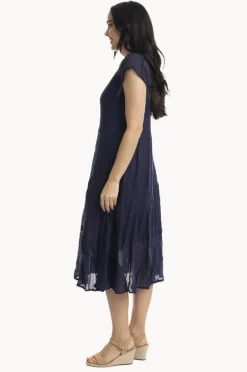 Dresses|Orientique Essentials Cotton Gauze Bias Dress Navy