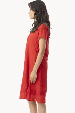 Dresses|Orientique Essentials Gauze Frill Hem Dress Red
