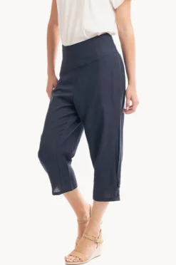 Pants|Orientique Essentials Linen 3/4 Pant Navy