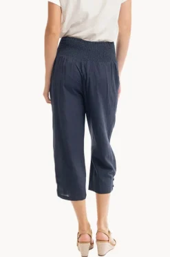 Pants|Orientique Essentials Linen 3/4 Pant Navy