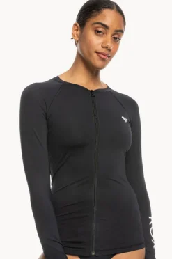 Rashies & Sunsuits|Roxy Essentials Long Sleeve Zip Suntop BLACK