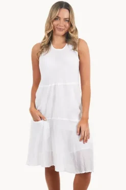 Dresses|Orientique Essentials Sleeveless Pocket Dress White