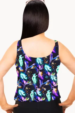 Tankini Tops|T.h.e. Swimwear Exotic Meadow Blouson Tankini Separate Black/multi