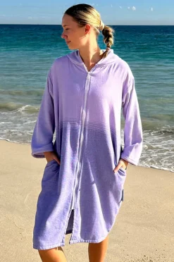 Towel Robes & Ponchos|Towel Robes & Ponchos|Back Beach Co Fade Hooded Towelling Robe L/XL Purple