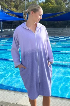 Towel Robes & Ponchos|Towel Robes & Ponchos|Back Beach Co Fade Hooded Towelling Robe L/XL Purple