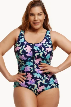 One Pieces|Funkita Fast Flow DD/E Cup Zip Front One Piece Navy/multi