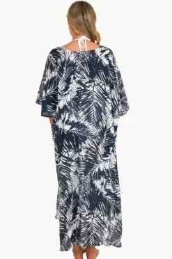 Overswim|Sundrenched Fern Long Kaftan Navy