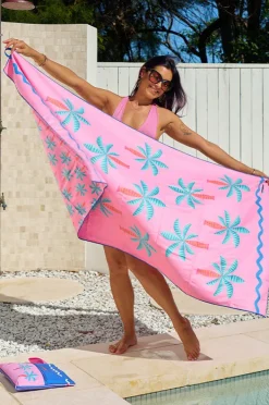 Towels|Towels|Annabel Trends Fiesta Palm Sand Free Towel Pink/blue