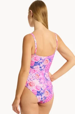One Pieces|Sea Level Fiesta Square Neck Bralette One Piece Pink