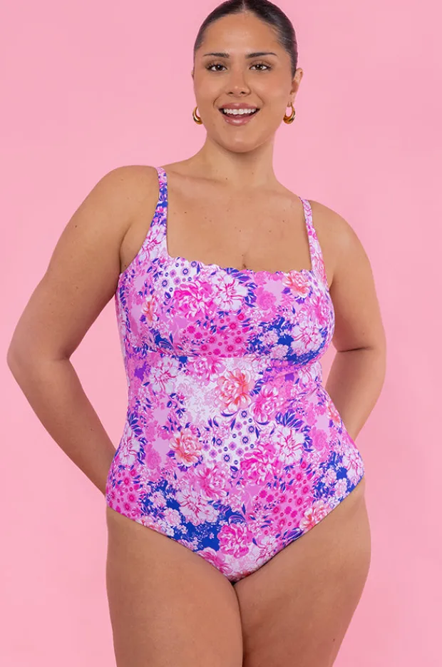 One Pieces|Sea Level Fiesta Square Neck Bralette One Piece Pink