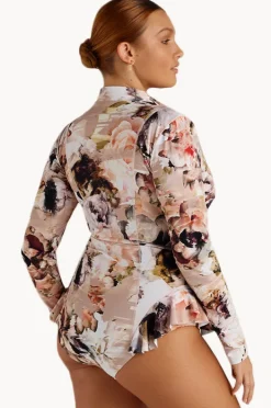 Rashies & Sunsuits|Sunsoaked Fiore Frill Long Sleeve Sunsuit Blue/Natural