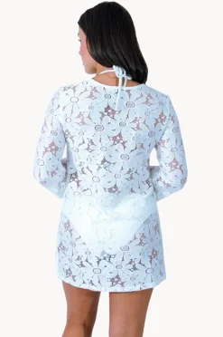 Overswim|J.valdi Floral Crochet Bell Sleeve Tunic WHITE