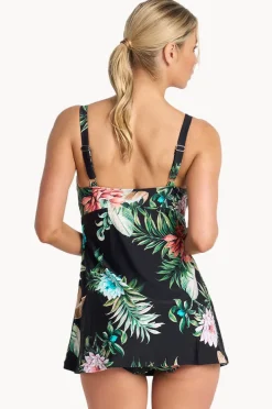 One Pieces|Jantzen Floral Empire Swim Dress Black