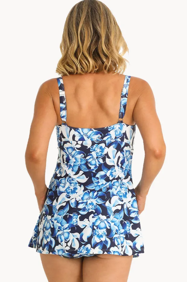 One Pieces|Jantzen Floral Empire Swim Dress Navy