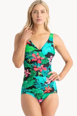 One Pieces|Jantzen Floral Sheath One Piece Black