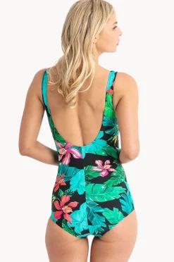 One Pieces|Jantzen Floral Sheath One Piece Black