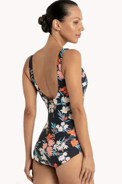 One Pieces|Jantzen Floral Sheath One Piece Navy