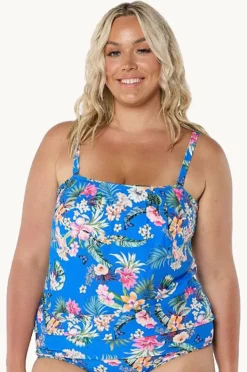 Tankini Tops|Capriosca Florida Flounce Tankini Separate Blue/multi