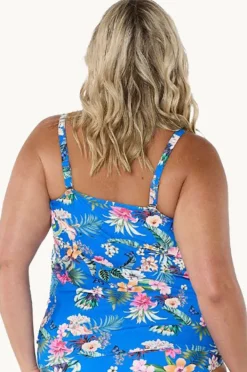 Tankini Tops|Capriosca Florida Flounce Tankini Separate Blue/multi