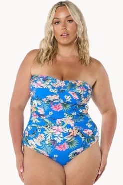 One Pieces|Capriosca Florida Twist Bandeau One Piece Blue/multi