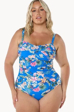 One Pieces|Capriosca Florida Twist Bandeau One Piece Blue/multi