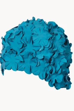 Swim Caps|3p Flower Rubber Swim Cap Royal
