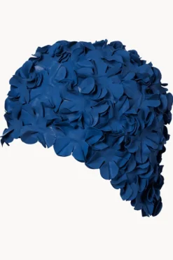 Swim Caps|3p Flower Rubber Swim Cap Navy