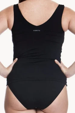 Tankini Tops|Funkita Form Still DD/E Zip Front Tankini Separate BLACK