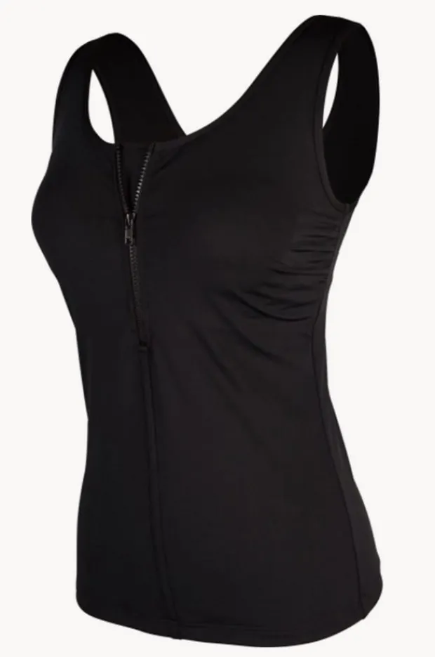 Tankini Tops|Funkita Form Still DD/E Zip Front Tankini Separate BLACK