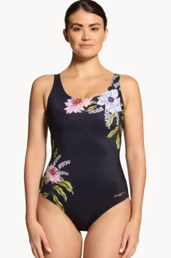 One Pieces|Zoggs Freesia Adjustable Scoopback One Piece Black/multi