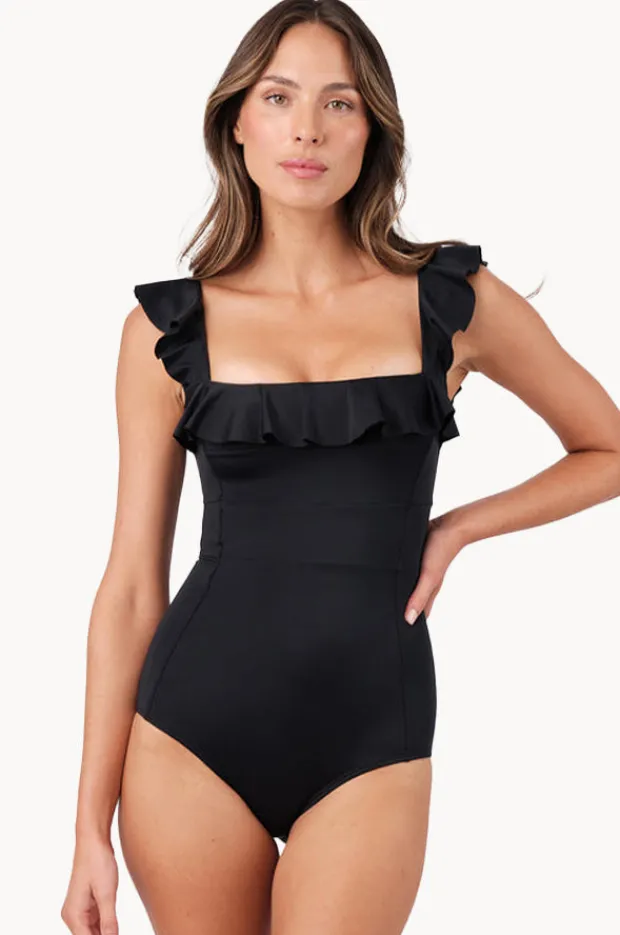 One Pieces|Une Piece Frill Classic Square Neck One Piece Black