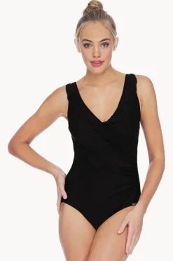 One Pieces|Jantzen Frill Cross Over One Piece Black