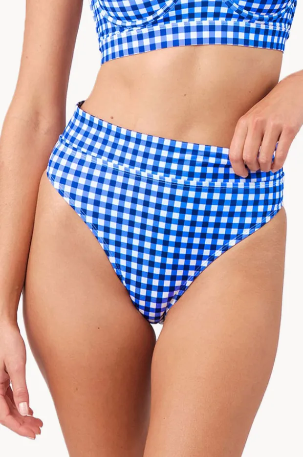 Bottoms|Une Piece Gingham High Cut High Waist Bottom Cobalt