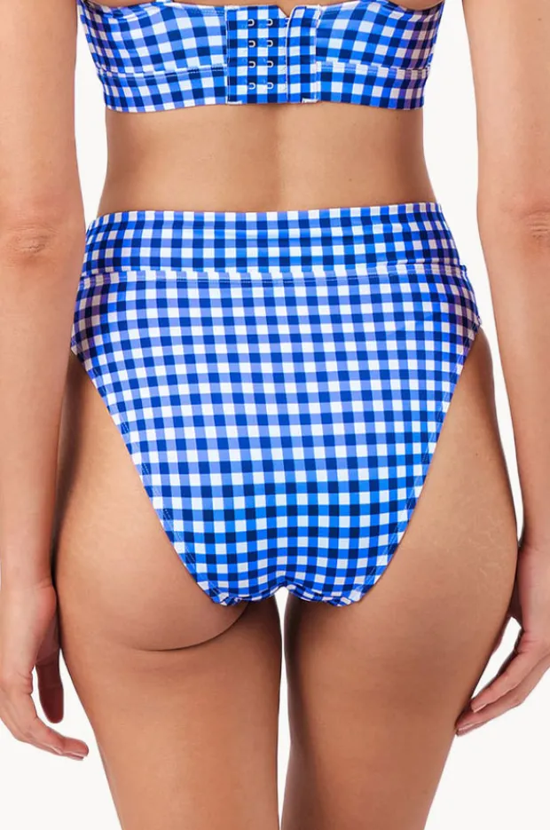 Bottoms|Une Piece Gingham High Cut High Waist Bottom Cobalt