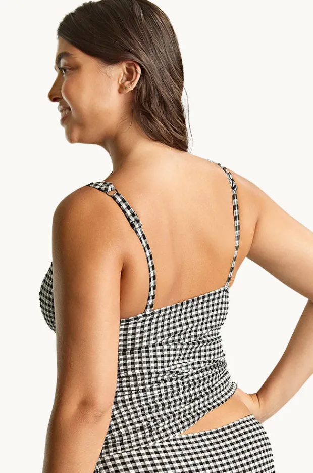 Tankini Tops|Panache Gingham Iris F Cup Balconette Singlet BLACK