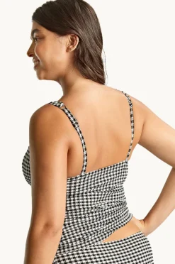 Tankini Tops|Panache Gingham Iris G Cup Balconette Singlet BLACK