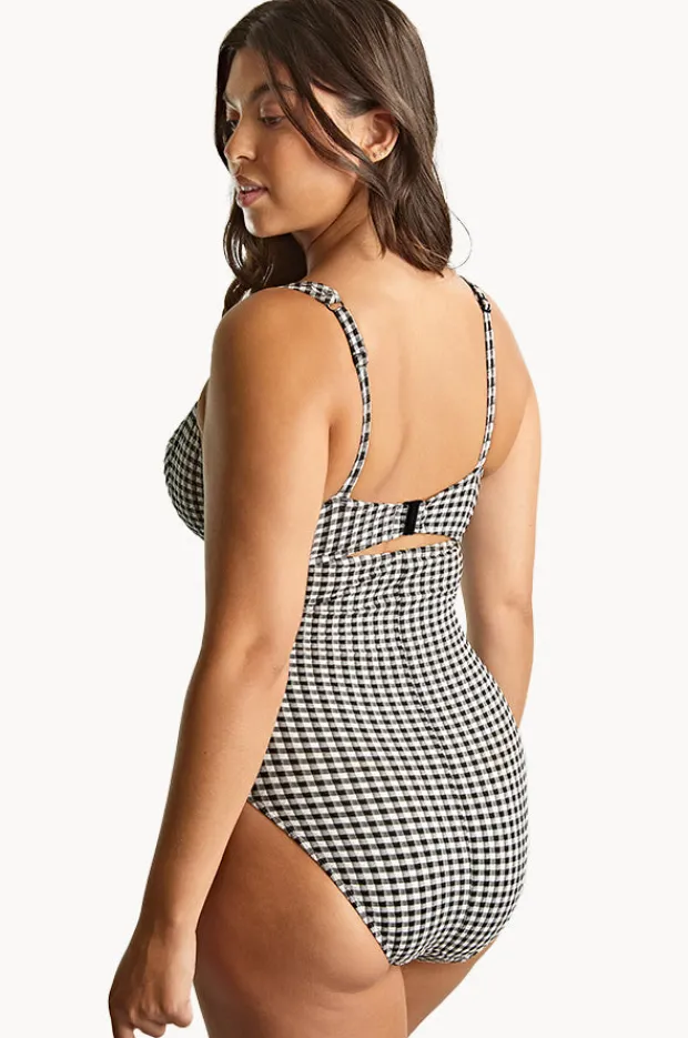 One Pieces|Panache Gingham Paloma F Cup Balconette One Piece Black