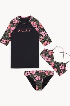 Rashies & Sunsuits|Roxy Girls Active Floral 3 Piece Set Black/Pink