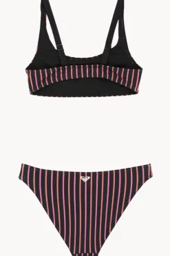 Bikini Sets|Roxy Girls Active Stripe Bralette Set Black
