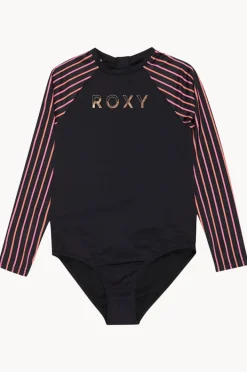Rashies & Sunsuits|Roxy Girls Active Stripe Long Sleeve Sunsuit Black